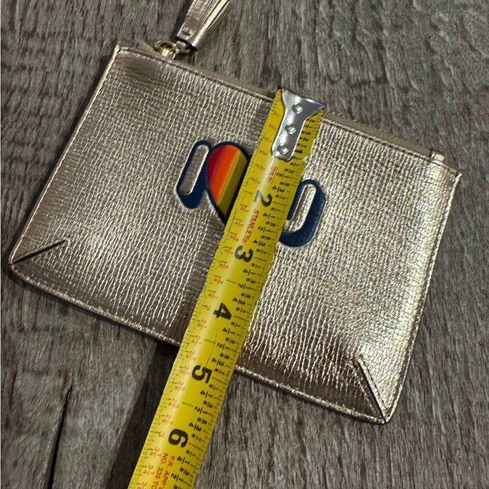 Anya Hindmarch Gold Zip I❤️U Clutch/Pouch.